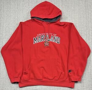 Maryland Terrapins Sweatshirt Mens Large Red NCAA Basketball Starter Hoodie